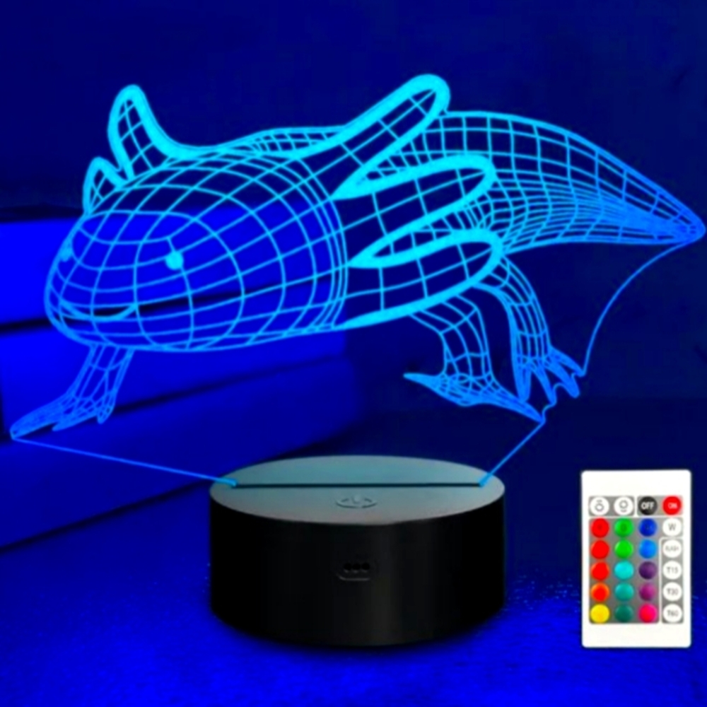 3D Axolotl LED Night Light with Remote